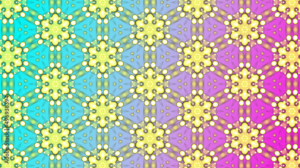 Soft pastel colors abstract pattern transforming, changing shades and shapes. Multicolor mandala metamorphoses. Kaleidoscopic symmetrical ornament morphing, looping, radiating. 4K