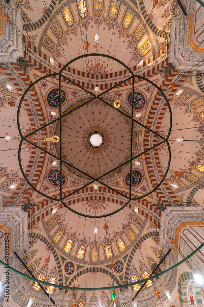 Obraz premium Fatih Mosque. Low angle view of domes of Fatih Mosque in Istanbul