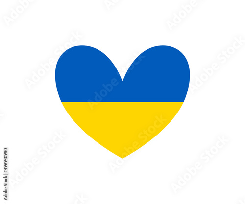 Ukrainian flag colors in heart shape on isolated white background. Flag of Ukraine