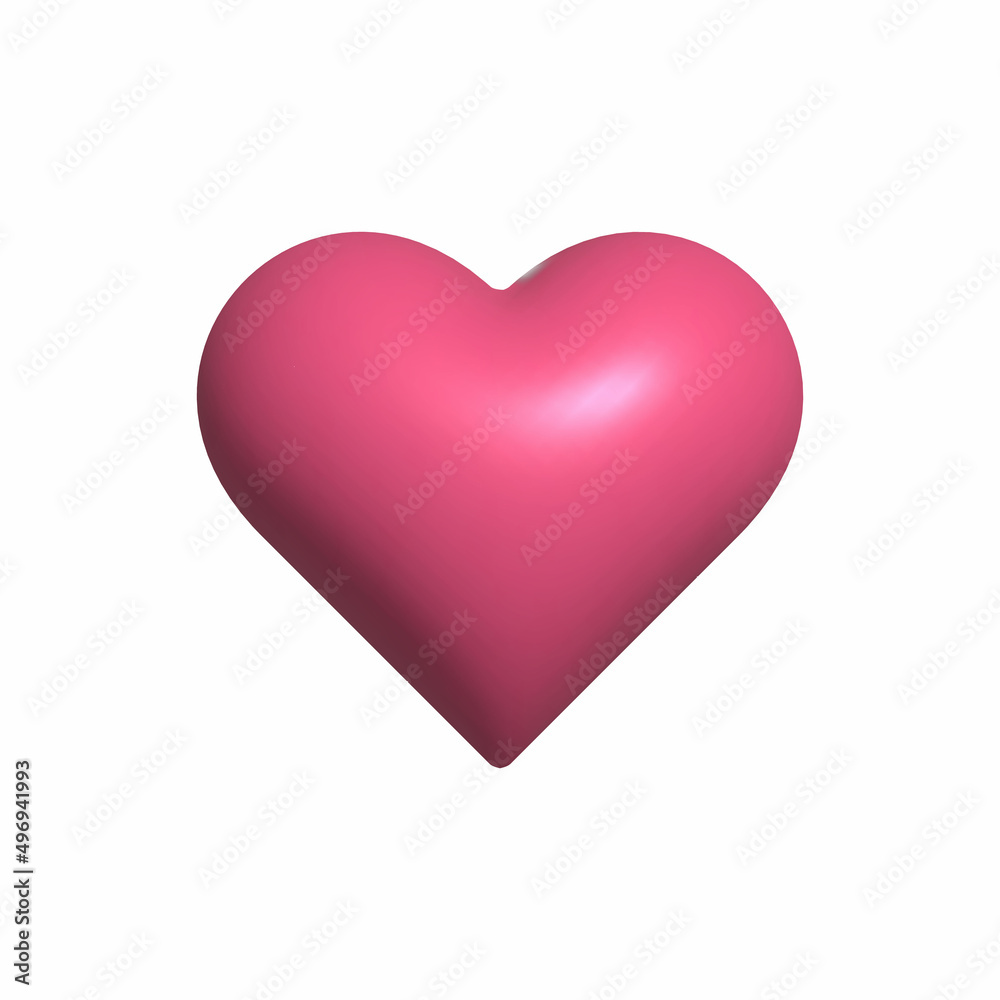 vector illustration of a realistic pink heart on a white isolated background. pink 3d heart. volumetric figure of the heart, symbol of love, valentine's day, holiday decoration