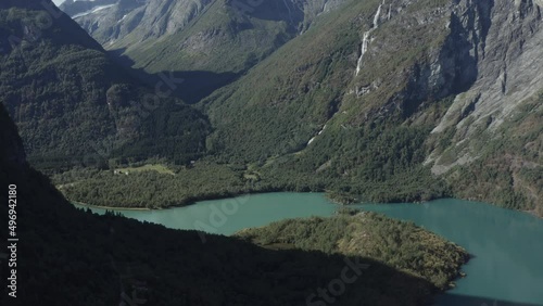 Wallpaper Mural Lake surrounded by Fiords - Norway - drone view Torontodigital.ca
