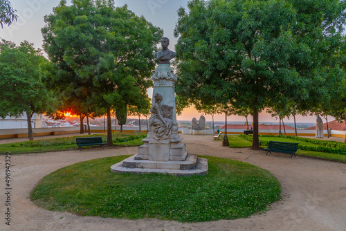 Sunrise view of Diana garden in Evora, Portugal photo