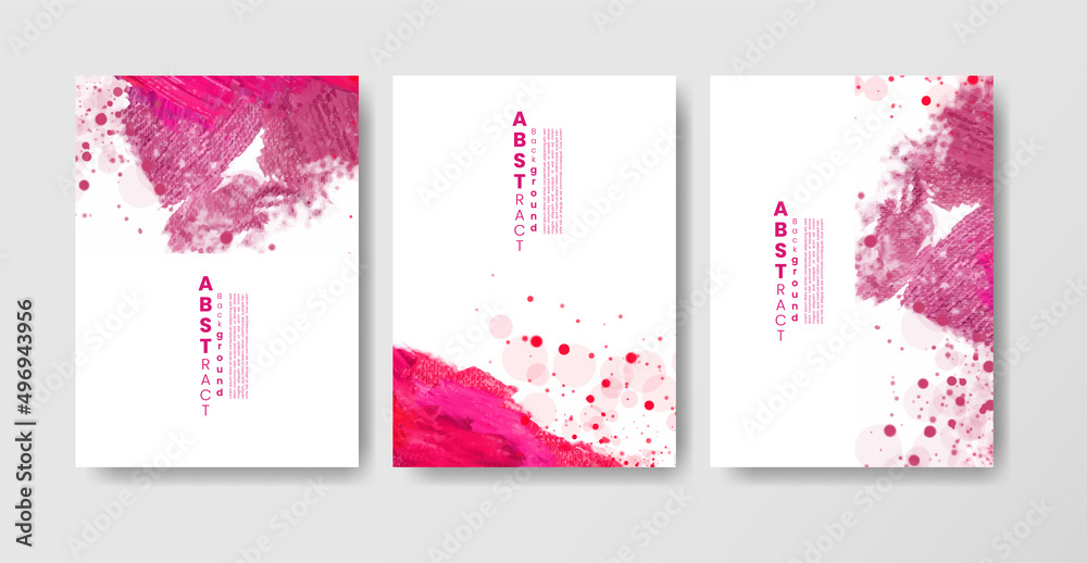 Set of cards with watercolor blots. Set of cards with hand drawn blots element on white background for your design. Design for your date, postcard, banner, logo. 