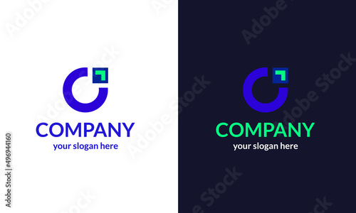 vector sign, Modern Minimal Design. C logo for hi-tech company startup. 