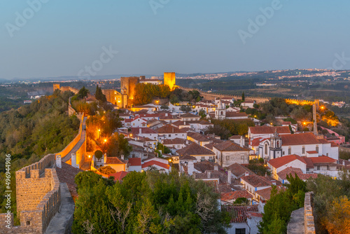 Night view of Obidos town in Portugal