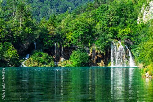 beautiful waterfalls in Plitvice Lakes National Park  Croatia