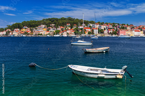 boats moored in harbour of Losinj town  Croatia.