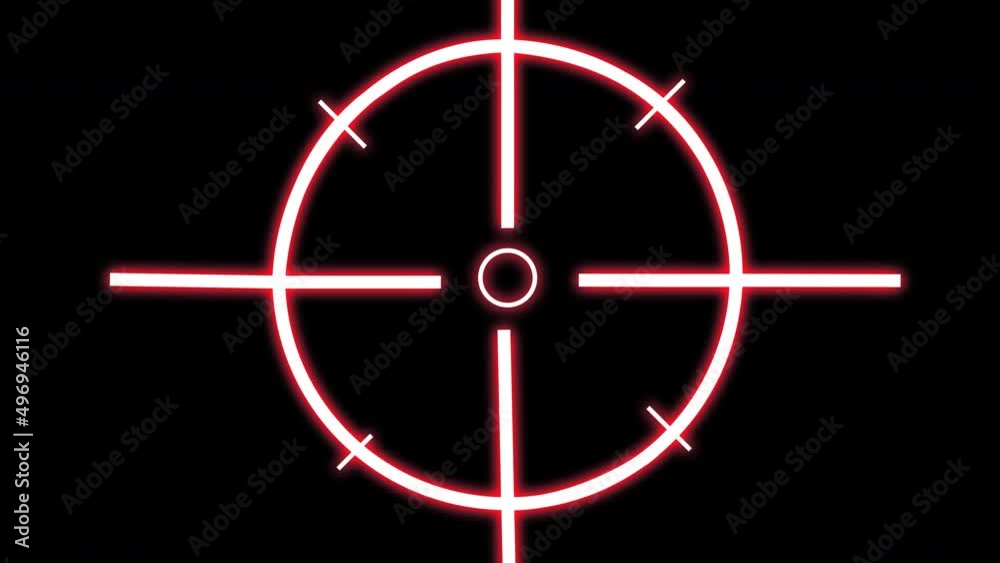 Neon red scope. A symbol with the appearance of a target sniper rifle and high-precision weapons. Animation of a shining neon lamp on a black background. Stock video with alpha channel. Neon red scope. A symbol with the appearance of a target sniper rifle and high-precision weapons. Animation of a shining neon lamp on a black background. Stock video with alpha channel.