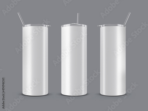 Dye sublimation 20oz skinny tumbler Mockup  Add your own image and background 3d rendering photo