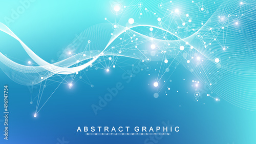 Global network connection concept. Social network communication in the global business. Big data visualization. Internet technology. Vector illustration.