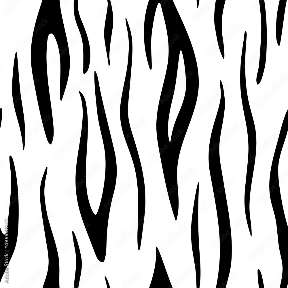 Tiger leather black and white seamless pattern. Vector wild animal skin ...