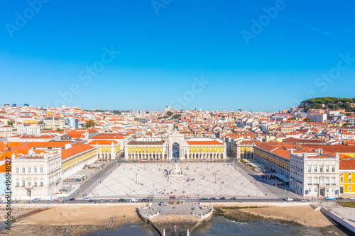 Aerial view of Praca do comercio in Lisbon, Portugal. photo