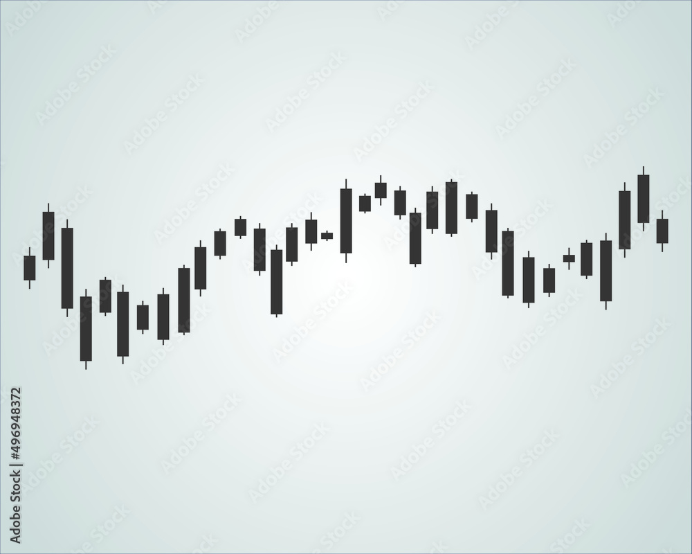 Gray candle stick graph chart gradient background. Trading concept. Vector illustration.