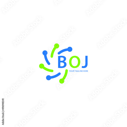 BOJ logo design initial creative letter on white background.
BOJ vector logo simple, elegant and luxurious,technology logo shape.BOJ unique letter logo design. 