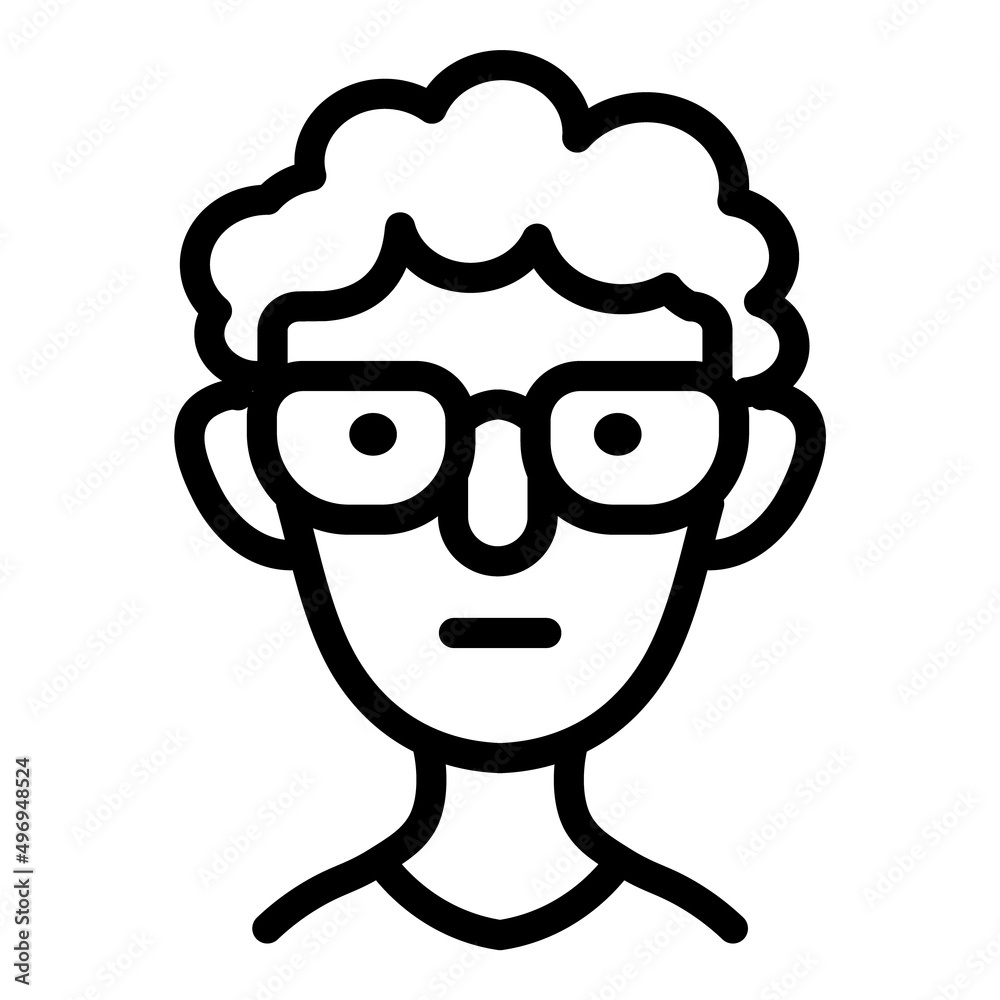 Nerd User Avatar Face Flat Icon Isolated On White Background