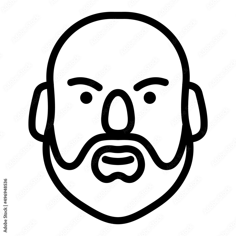 Man User Avatar Face Flat Icon Isolated On White Background