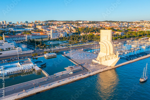 Panorama of Padrao dos Descobrimentos monument in Belem, Lisbon, Portugal photo
