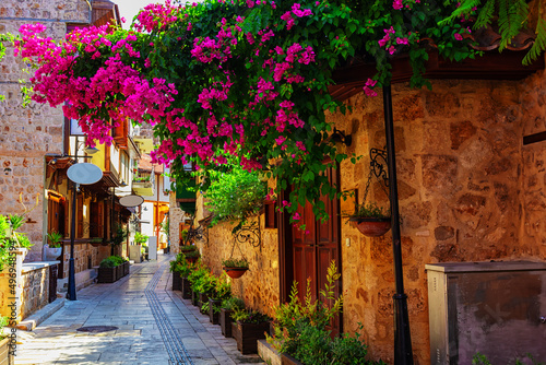 street scene in Kaleici - the historic city center of Antalya, Turkey photo