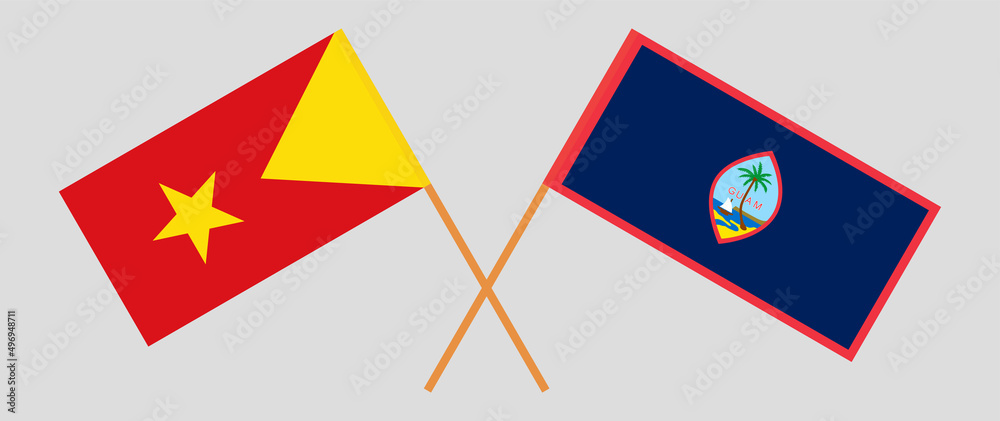 Crossed flags of Tigray and Guam. Official colors. Correct proportion Crossed flags of Tigray and Guam. Official colors. Correct proportion