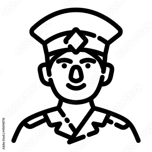 Officer Face Avatar Flat Icon Isolated On White Background