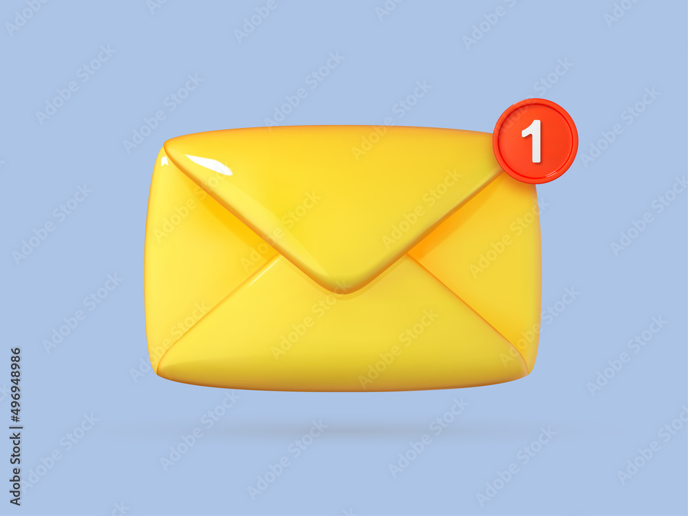 New email notification icon. Unread mail logo. 3d cartoon vector illustration. New email notification icon. Unread mail logo. 3d cartoon vector illustration.