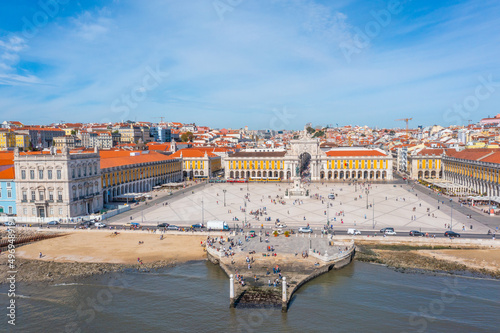 Aerial view of Praca do comercio in Lisbon, Portugal. photo