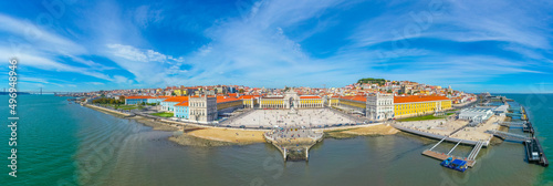 Aerial view of Praca do comercio in Lisbon, Portugal.