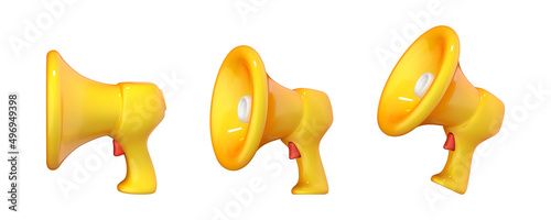3d cartoon megaphone, loudspeaker. Symbols speaker. Social media. Advertising and promotion. Vector illustration marketing time concept