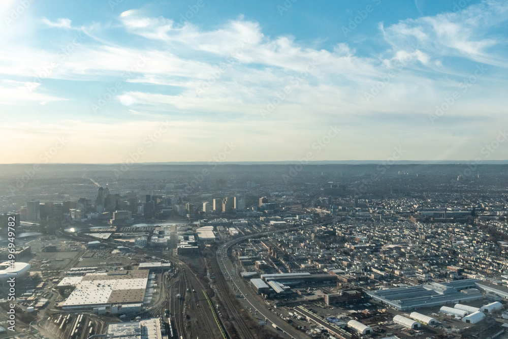 Aerial view of route 280 leading to Newark, New Jersey 