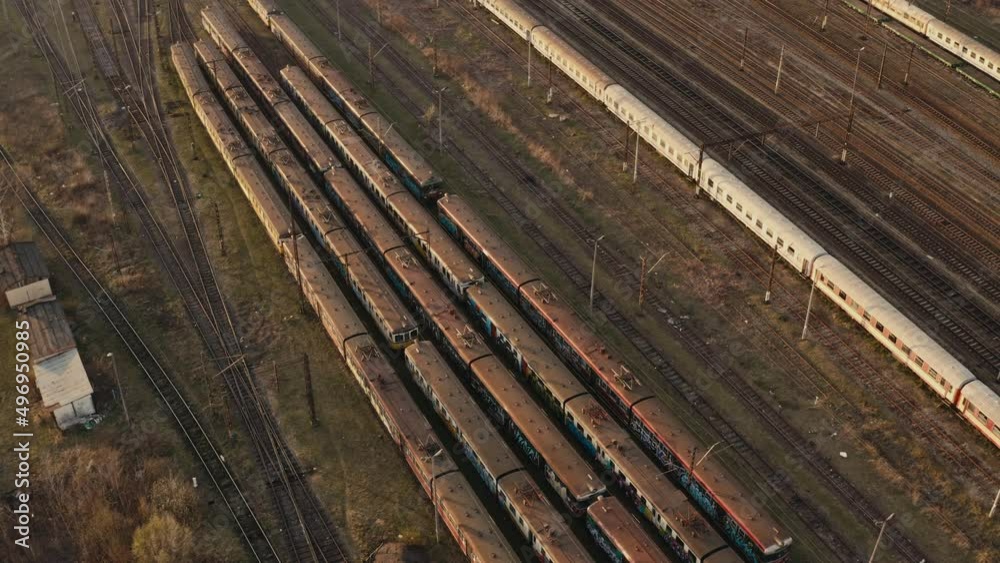 Deserted City - Trains - drone view Deserted City - Trains - drone view