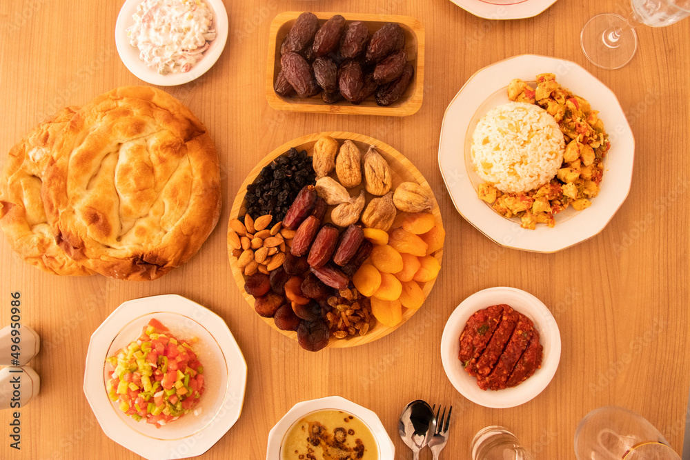 Dinner with dried fruits on wooden table, Food concept photo. Dinner with dried fruits on wooden table, Food concept photo.