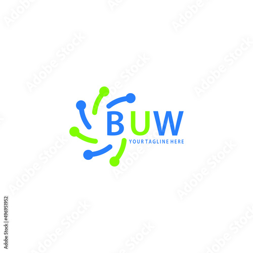 BUW logo design initial creative letter on white background.
BUW vector logo simple, elegant and luxurious,technology logo shape.BUW unique letter logo design.  photo