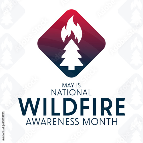 May is National Wildfire Awareness Month. Vector illustration. Holiday poster.