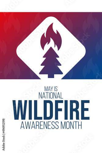 May is National Wildfire Awareness Month. Vector illustration. Holiday poster.