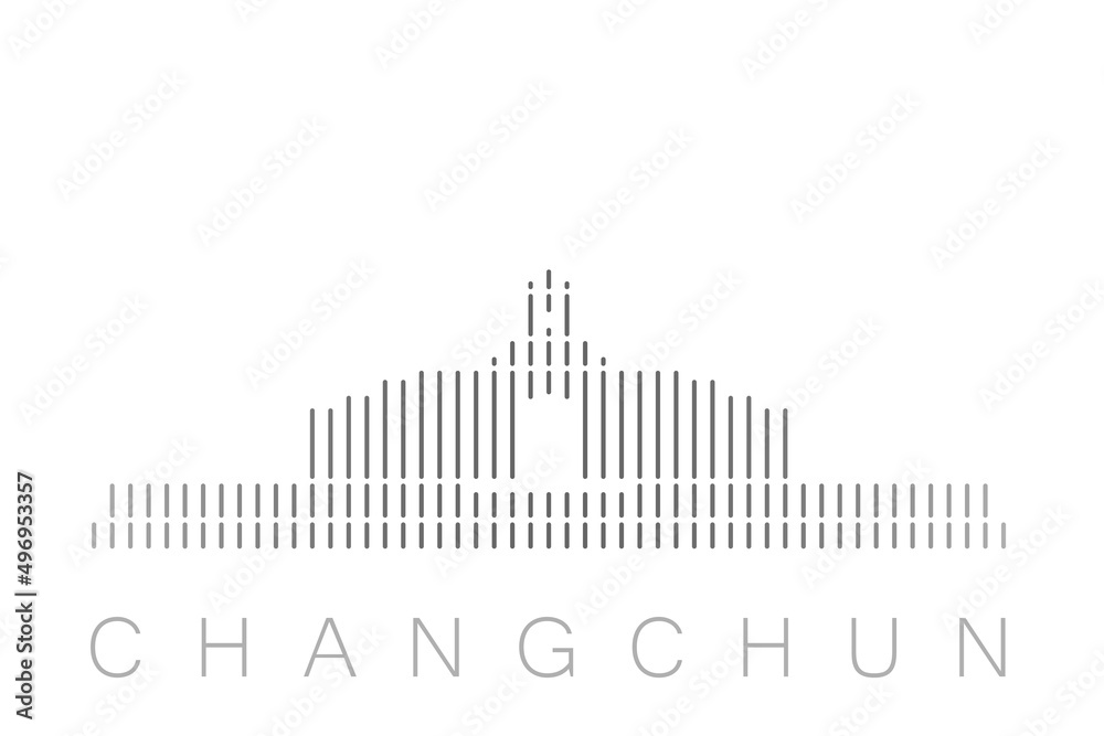 Vertical Bars Changchun Landmark Skyline