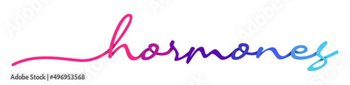 Hormones Handwriting Colorful Lettering Calligraphy Banner. Greeting Card Vector Illustration.