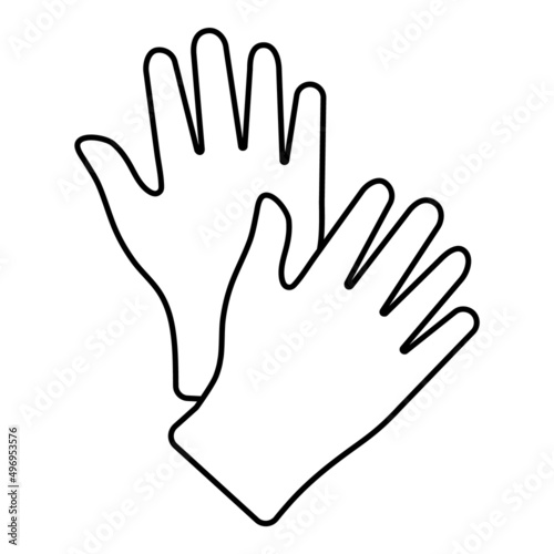 Medical Glove Flat Icon Isolated On White Background
