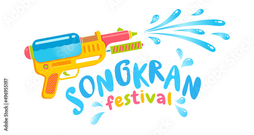 Vector logo with water gun for Songkran festival in Thailand