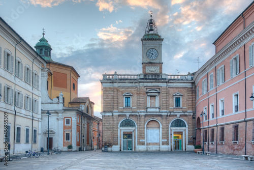 Sunrise view of Piazza del Popolo in Italian town Ravenna photo