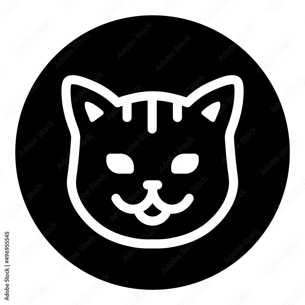 Cat Face Flat Icon Isolated On White Background Cat Face Flat Icon Isolated On White Background