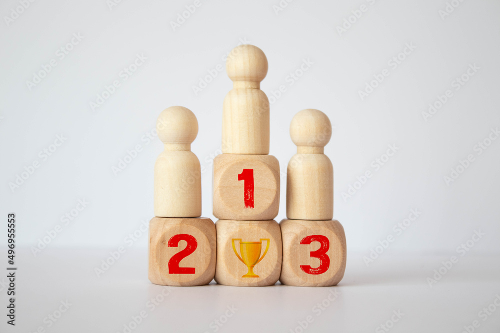 Achievement concept. Wooden podium 1, 2, 3 with cityscape background. Achievement concept. Wooden podium 1, 2, 3 with cityscape background.