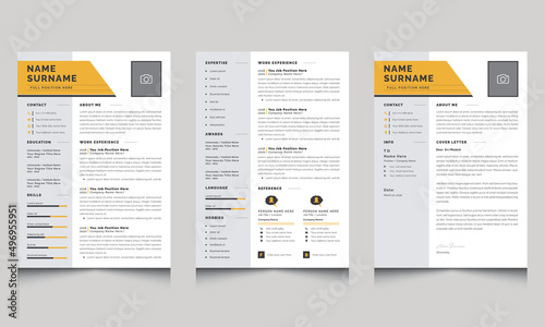 professional resume template with modern cv  job resume and cover letter layouts design