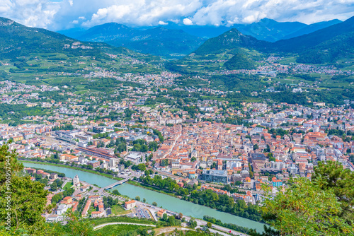 Panorama view of the old town of Italian city Trento