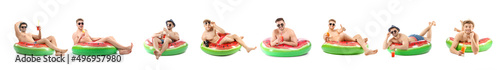 Set of young men with infla...