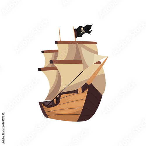 old flat ship illustration