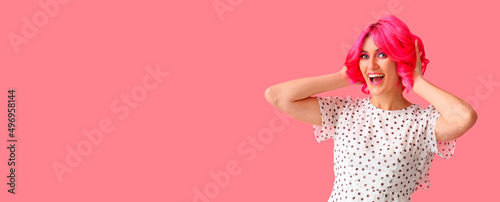 Stylish woman with bright h...