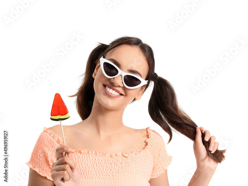 Young woman in sunglasses w...