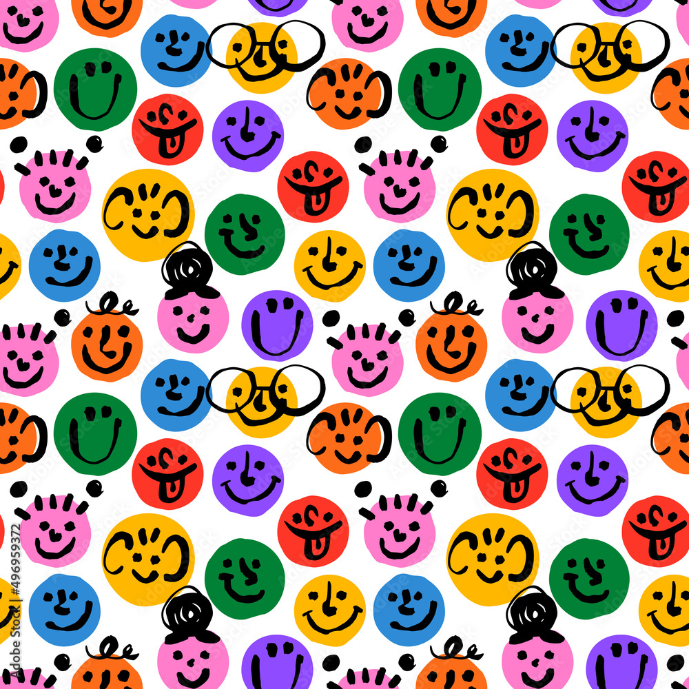 Children's colorful smiley face motif