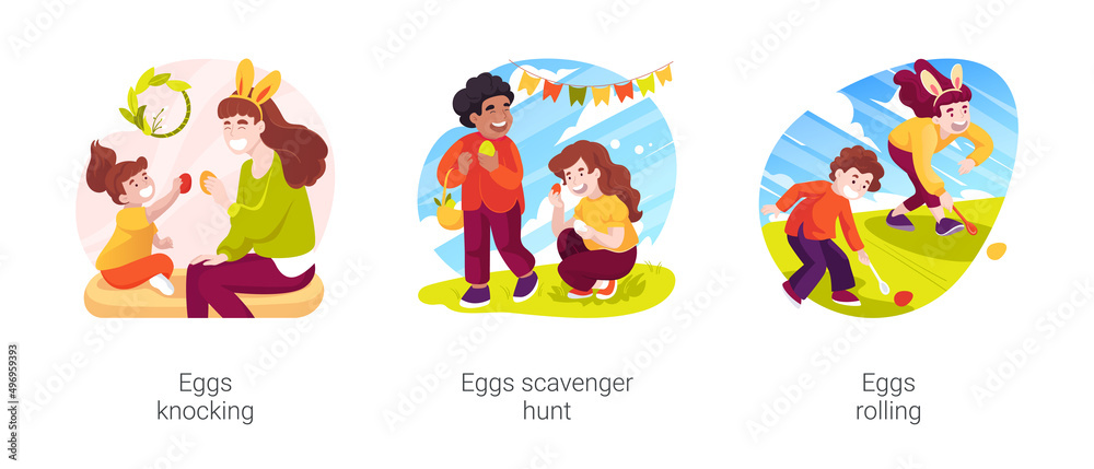 Easter games isolated cartoon vector illustration set