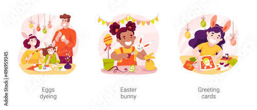 Easter crafts isolated cartoon vector illustration set